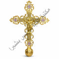 Fine brass wedding cross with colored stone