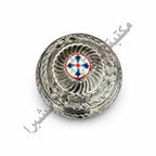 Silver Brass Incense Burner with Colored Stone