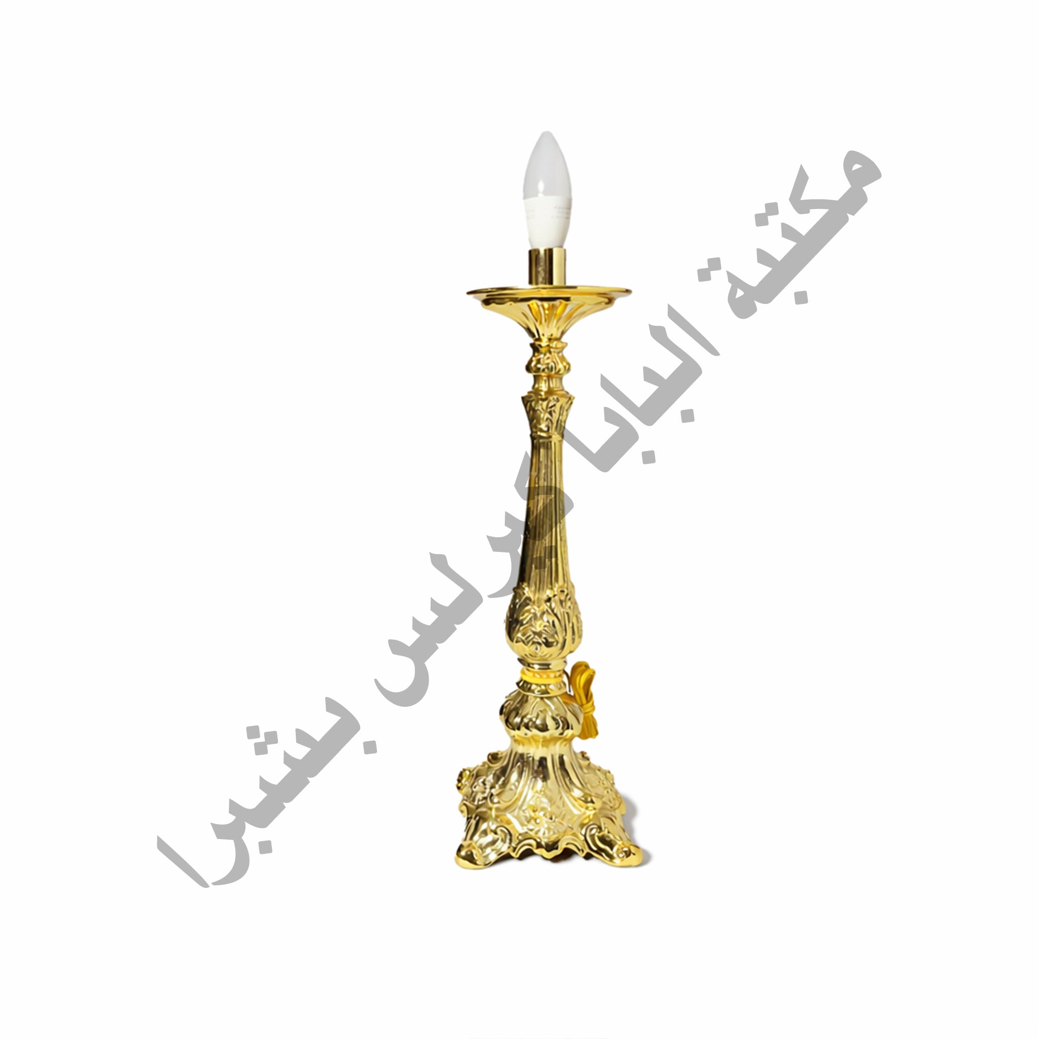 زوج شمعدان نحاس ذهبي كهرباء شكل الوردة كبير