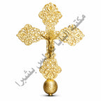 Arched brass processional cross with crucifix