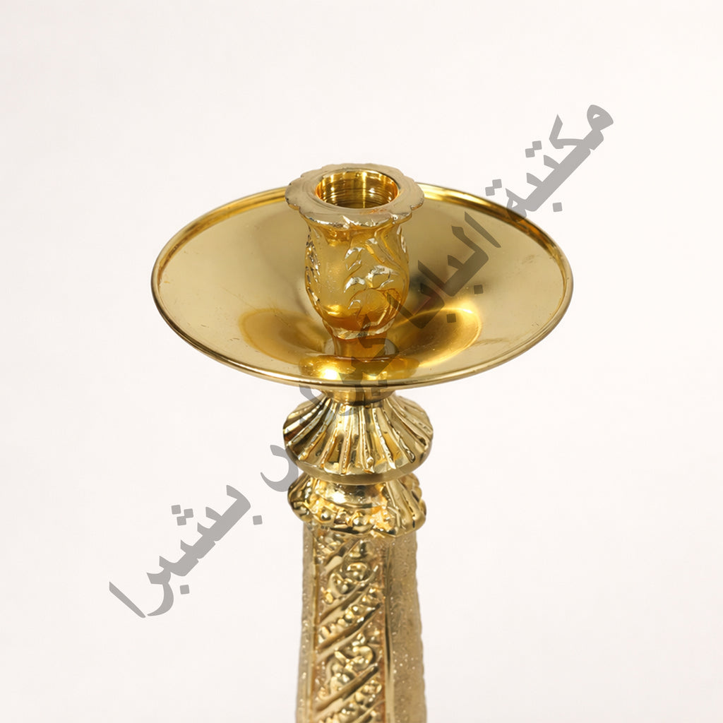 زوج شمعدان برج إيفل نحاس ذهبي ثقيل