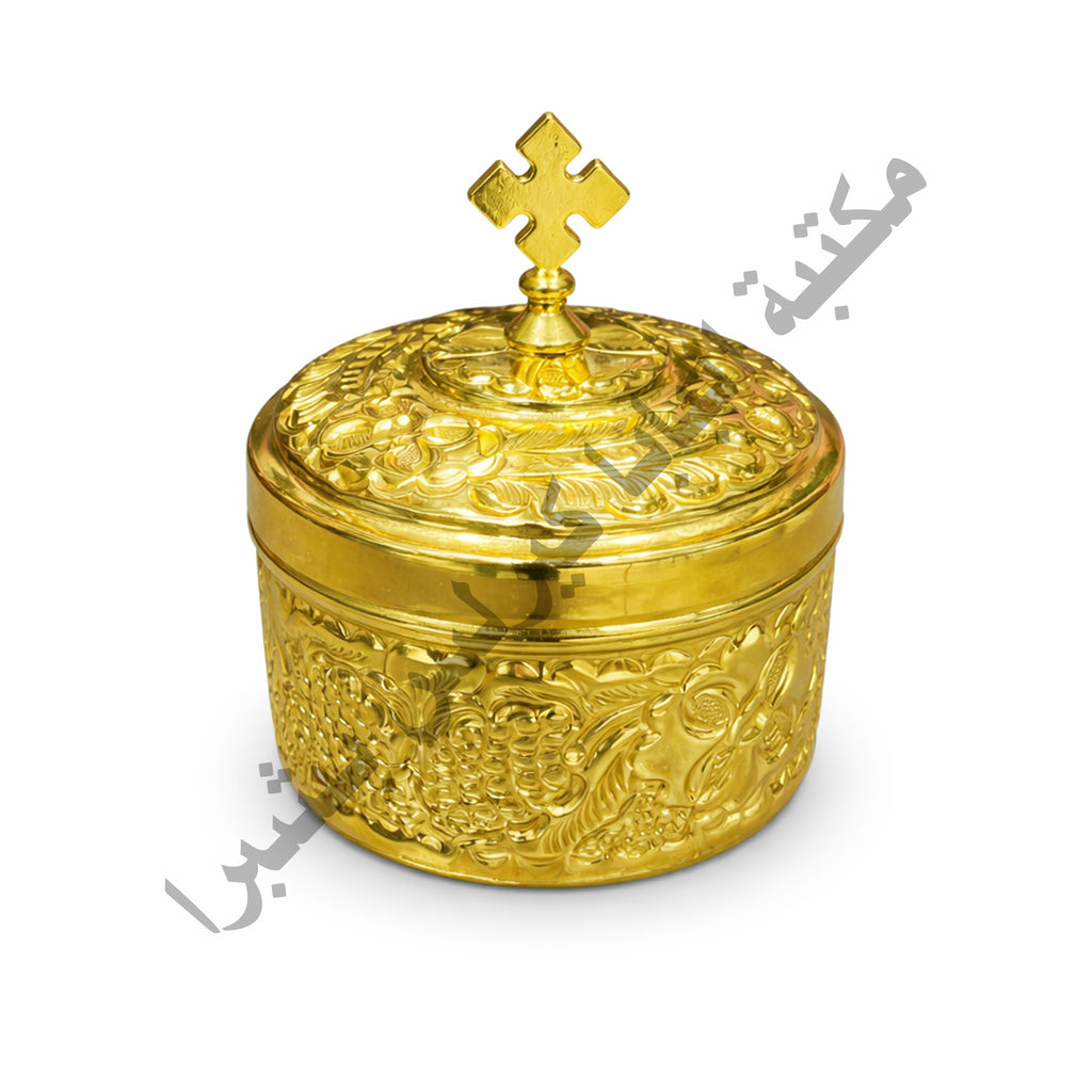 علبة بخور نحاس ذهبي بصليب