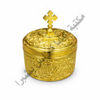 علبة بخور نحاس ذهبي بصليب