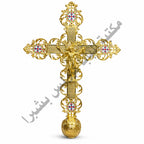 Fine brass wedding cross with colored stone