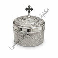 Silver copper incense box with a cross