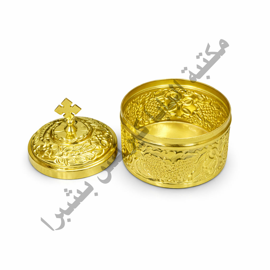 علبة بخور نحاس ذهبي بصليب