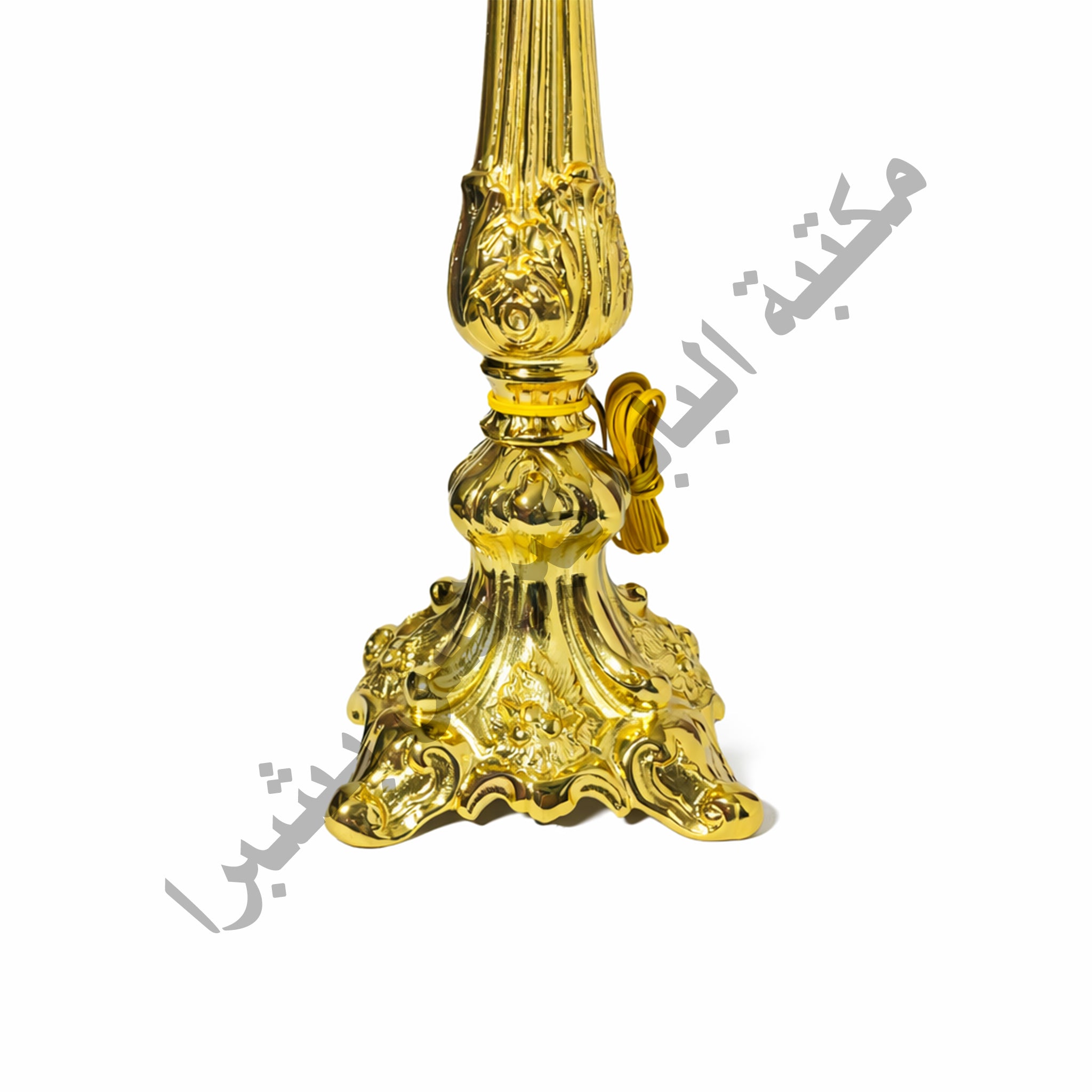 زوج شمعدان نحاس ذهبي كهرباء شكل الوردة كبير