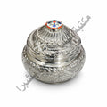 Silver Brass Incense Burner with Colored Stone